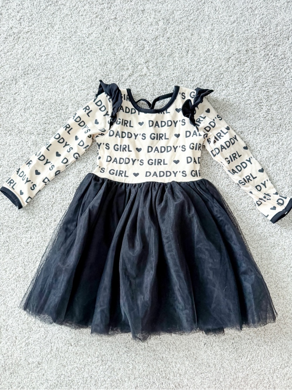 Daddy's Girl Black & Cream Tulle Party Dress for Kids